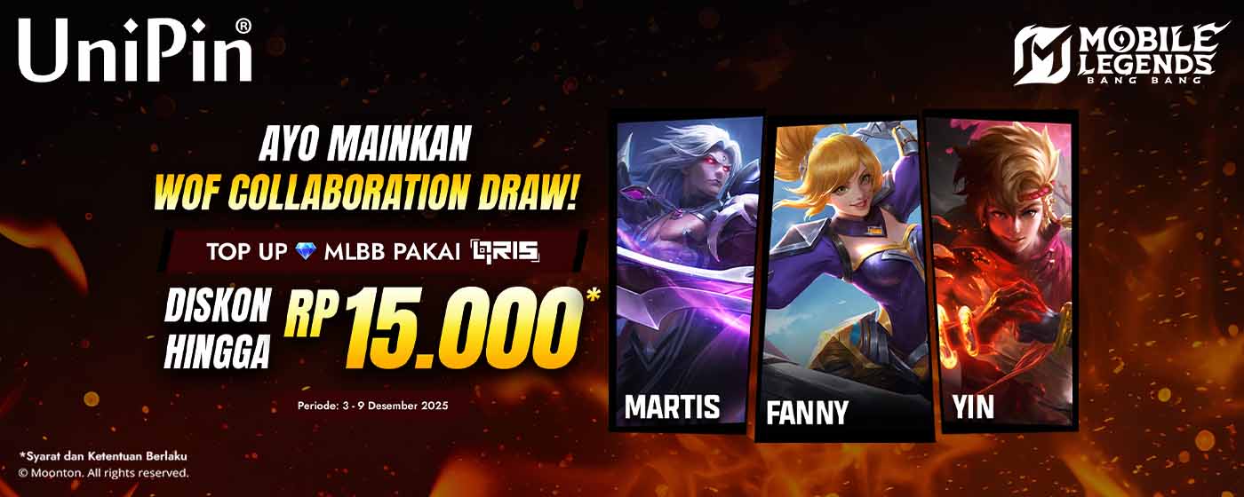 Top Up Diamonds MLBB pakai QRIS dan Diskon hingga 15.000 UniPin Credits di UniPin!